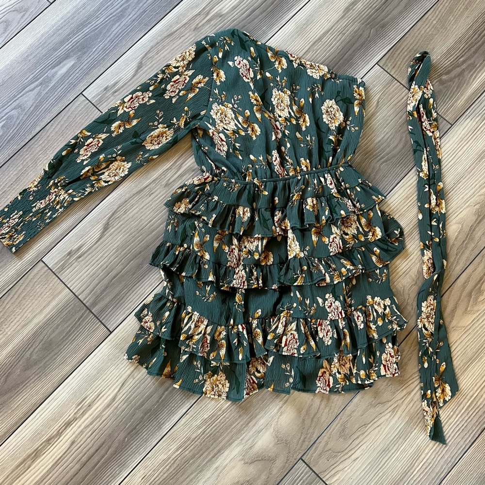 Floral Ruffle Dress with Belt